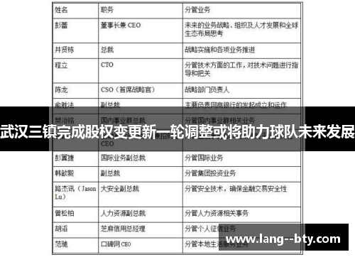 武汉三镇完成股权变更新一轮调整或将助力球队未来发展 武汉三镇完成股权变更新一轮调整或将助力球队未来发展